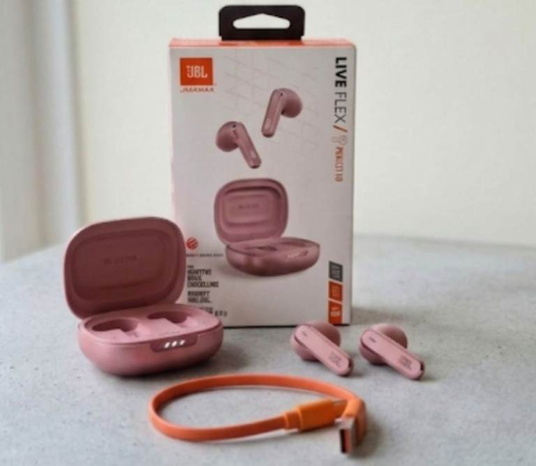 JBL Live Flex Earbuds - Pink - Excellent Condition with Box