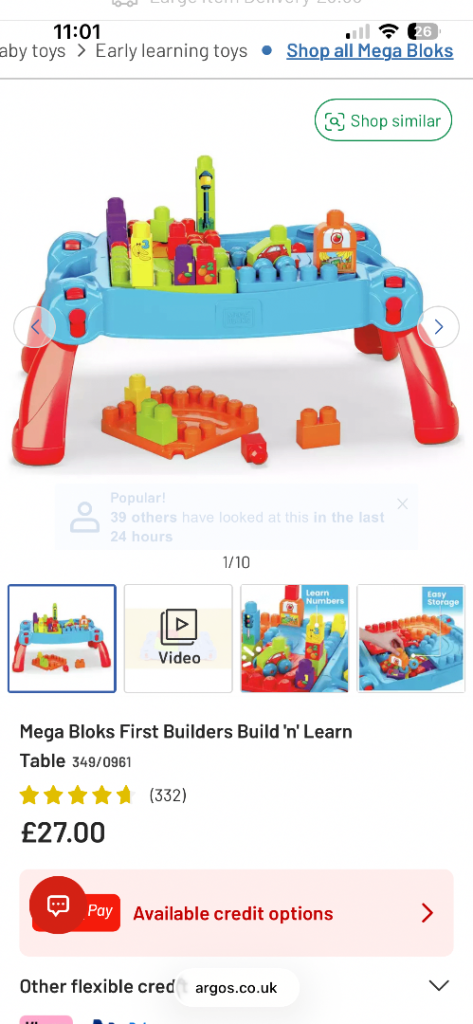 Mega Bloks First Builders Build 'n' Learn Table with Blocks