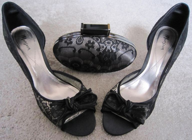 MONSOON LACE EVENING SHOES SIZE 6 WITH MATCHING BAG