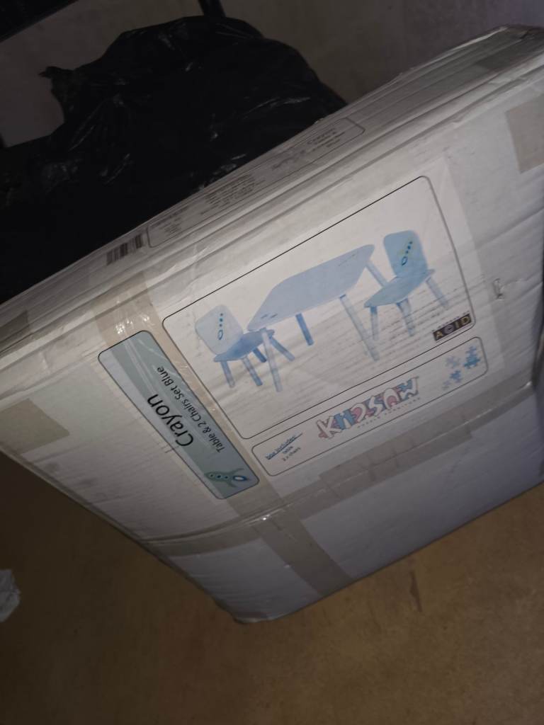 Crayon Kids Table & 2 Chairs Set Blue - Brand New in Box