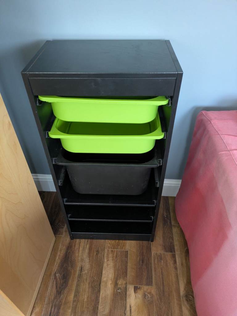 Kids black storage unit with shelves (IKEA Trofast)