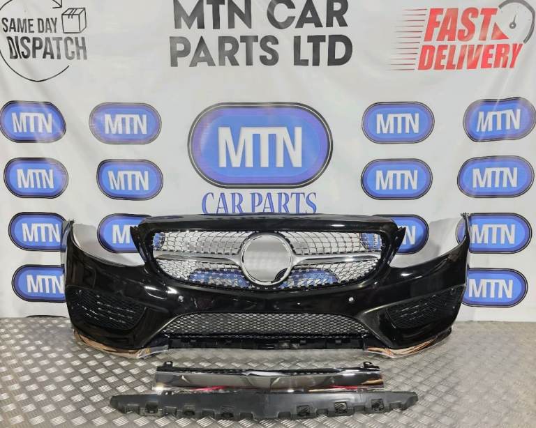 COMPLETE FRONT BUMPER FOR MERCEDES C CLASS W205 C63 AMG SALOON 15-21 BLACK C197