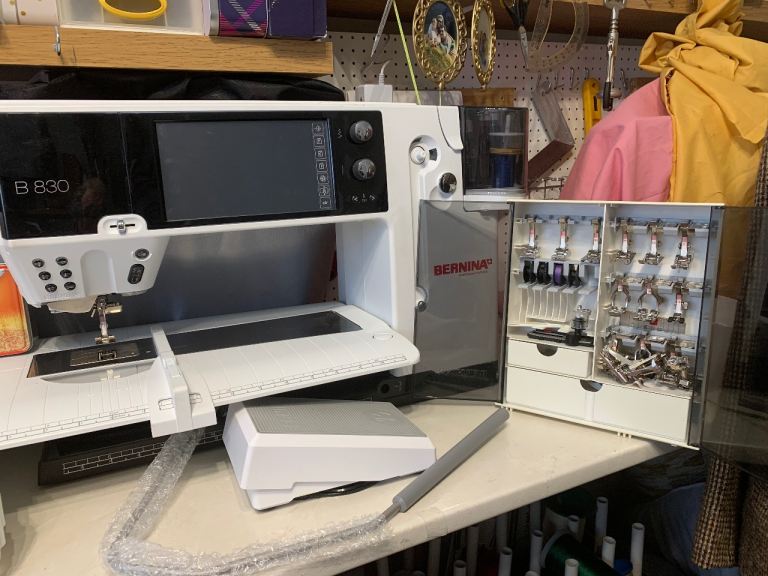 Birnina B830 Sewing Machine c/w Embroidery Unit and many extra Presser Feet