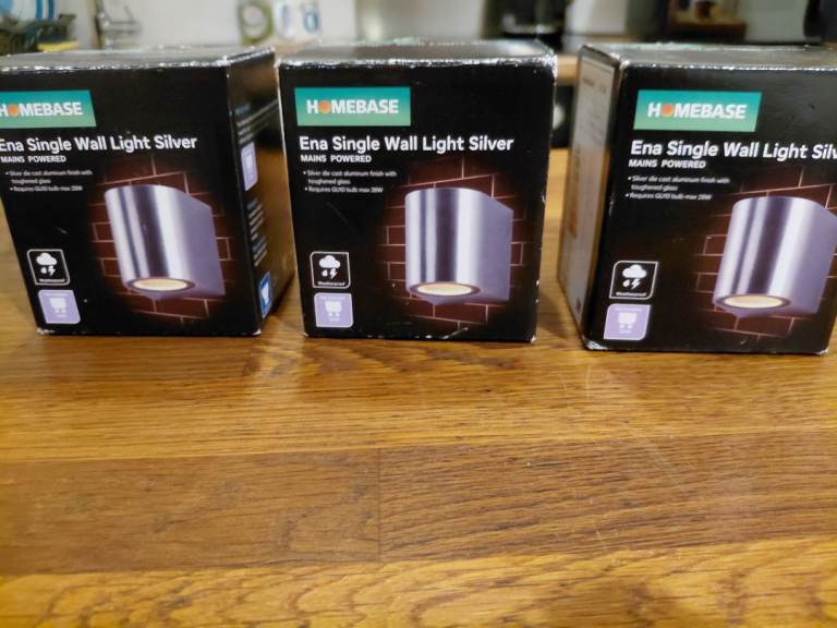 3x Ena Single Wall Lights Silver