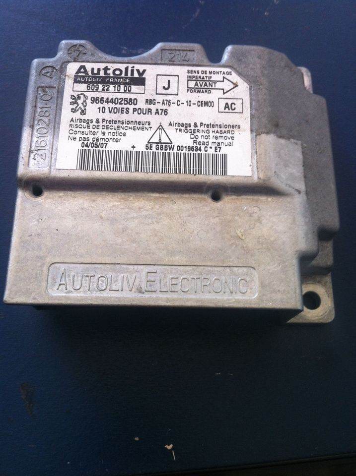 PEUGEOT 207CC CONVERTIBLE 2007 AIRBAG ECU MODULE - 9664402580