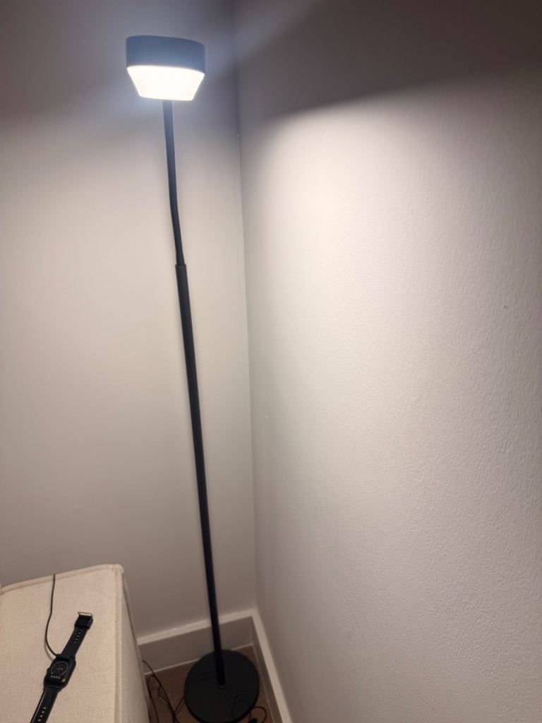 Black Floor Lamp with Bright LED Light – Good Condition