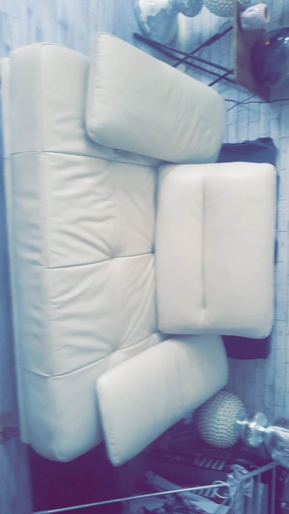 Cream Leather Sofa – Good Condition