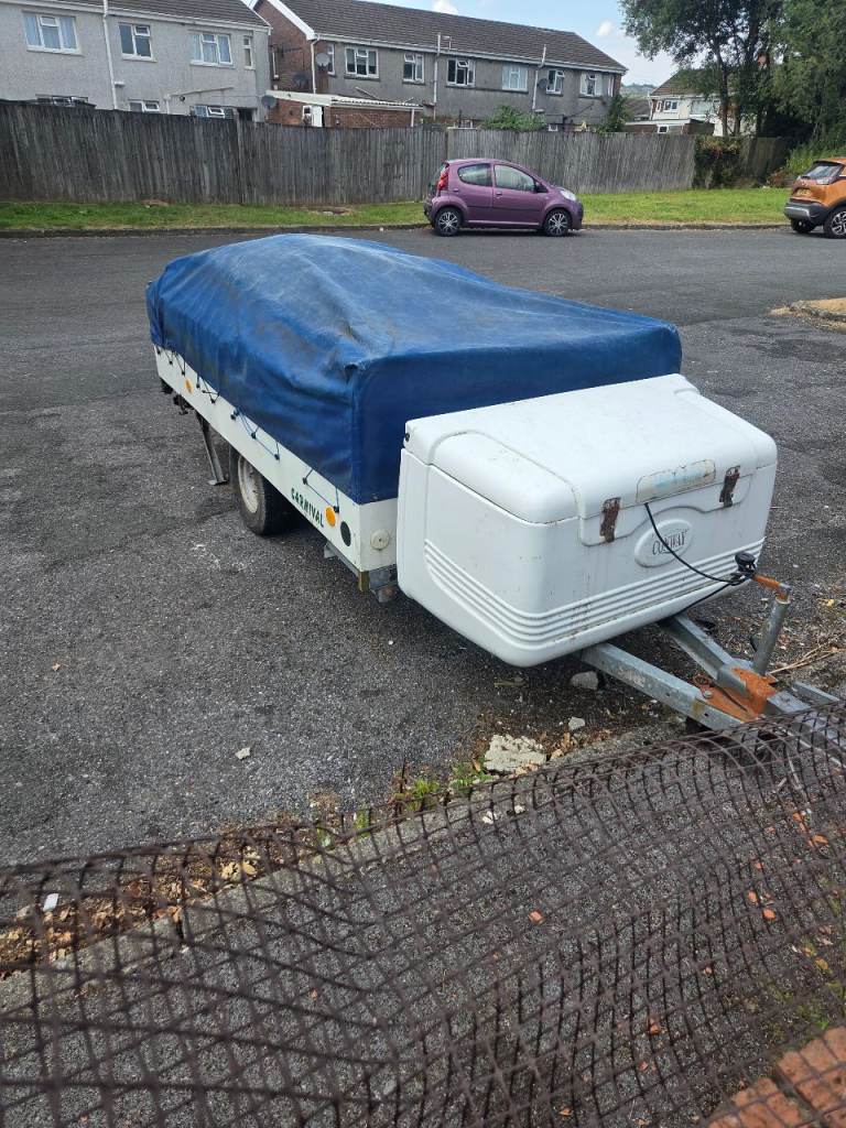 Camping Trailer tent with Storage Box and Blue Cover