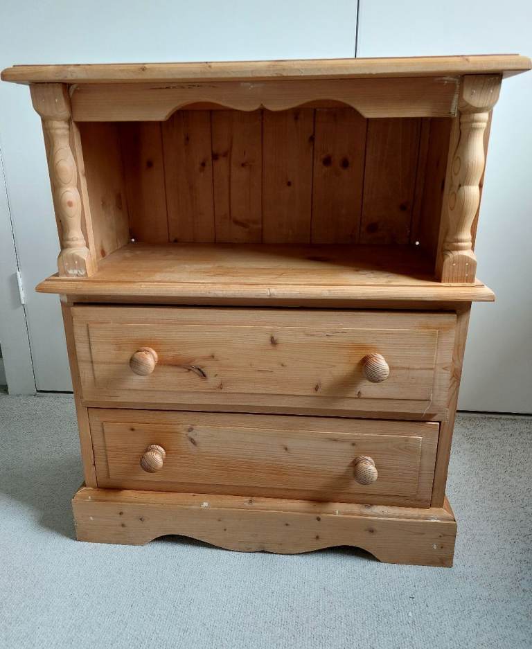Solid Pine Chest of Drawers with Open Shelf Unit