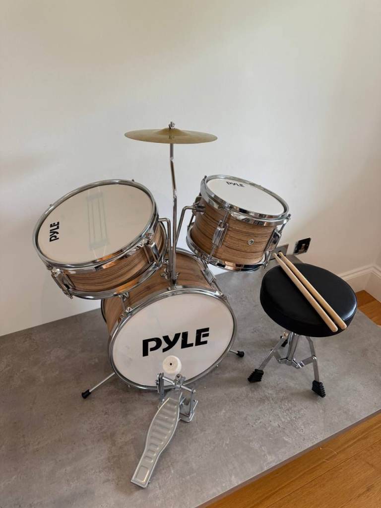 Pyle Junior 3-Piece Drum Kit with Cymbal, Stool & Sticks