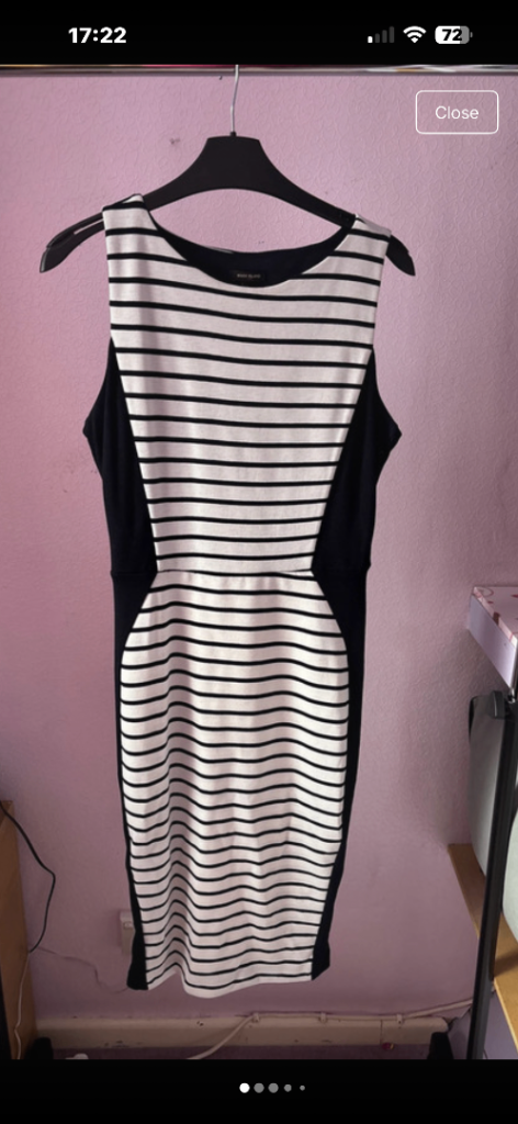 River Island Black & White Striped Dress – Size 12, Good Condition