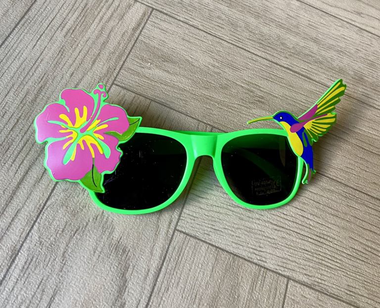 Festival sunglasses! Oversized green bird & flower glasses