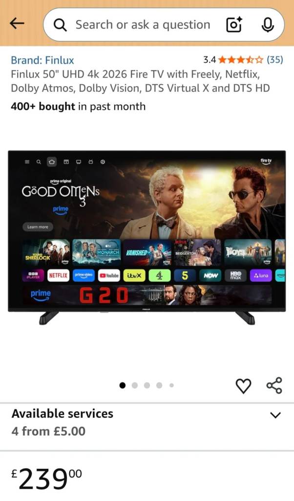 Finlux 50" UHD 4k 2026 Fire TV