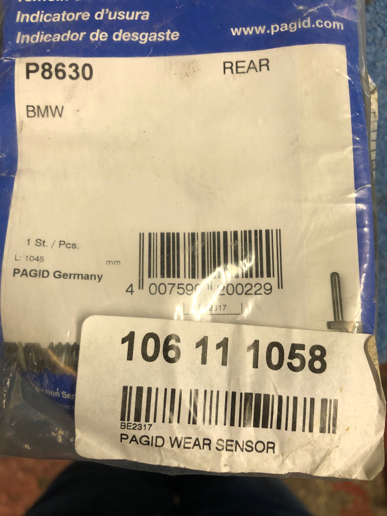 Bmw 1 series rear brake pad wear sensor