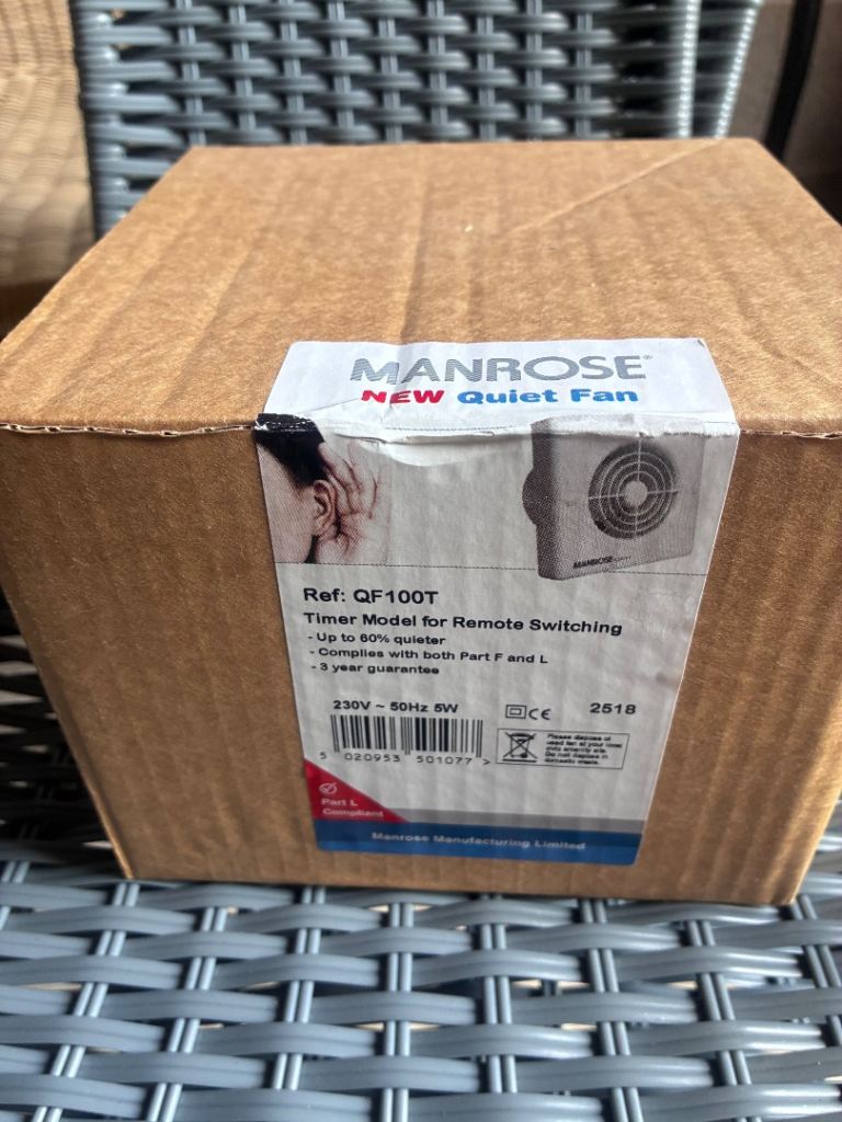 Manrose QF100T New Quiet Fan - Timer Model for Remote Switching