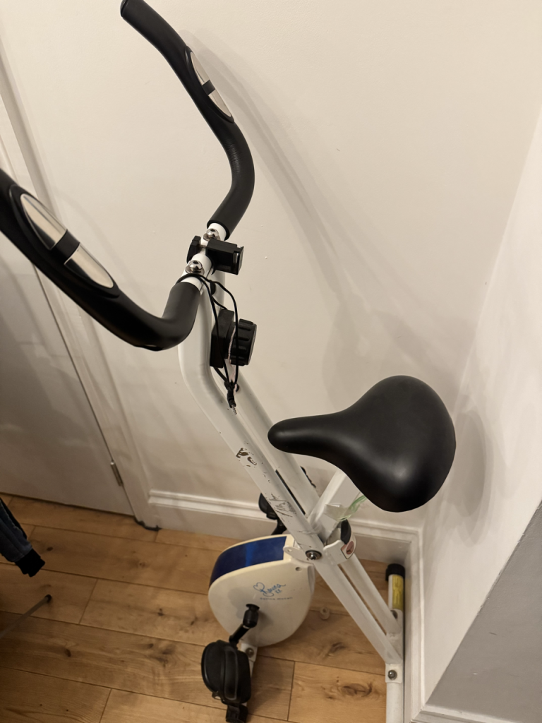Davina McCall folding exercise bike