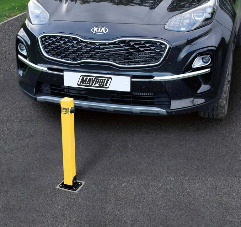 Maypole Square Fold Down Security Post with Integral Top Lock and Keys