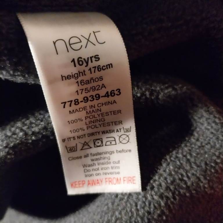 Next age 16 jacket with hood fleece lined orange