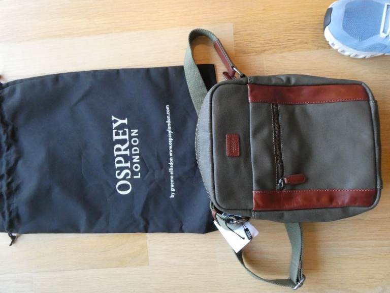 Osprey London Waxed Canvas and Leather Messenger Crossbody Bag  (new with tags)