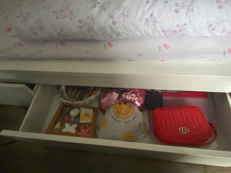 White Single Bed with Under-Bed Storage– Good Condition