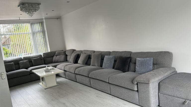 Large grey fabric sofa from Oak furniture - Excellent condition 