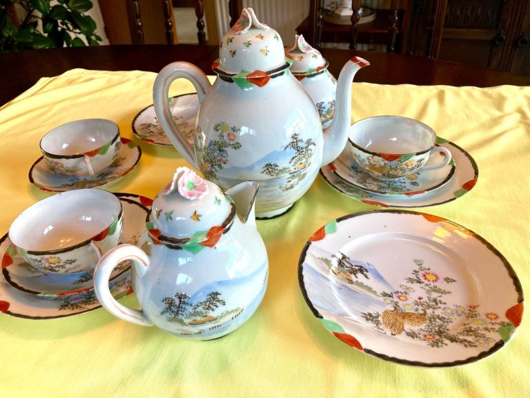 Antique Japanese Eggshell Porcelain Tea Set