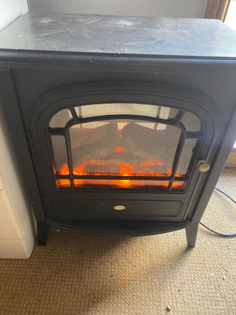 Black Electric Fireplace Heater – Good Condition