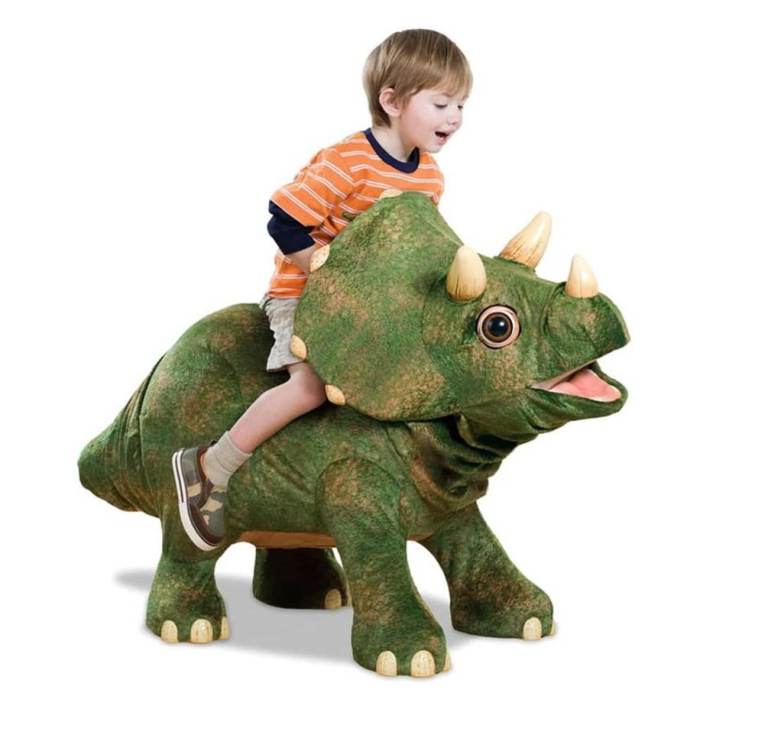 Ride-on interactive triceratop