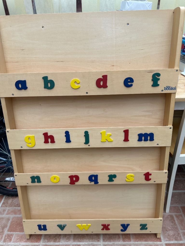 Tidy Books Kids Wooden Bookcase with Alphabet Letters – Good Condition