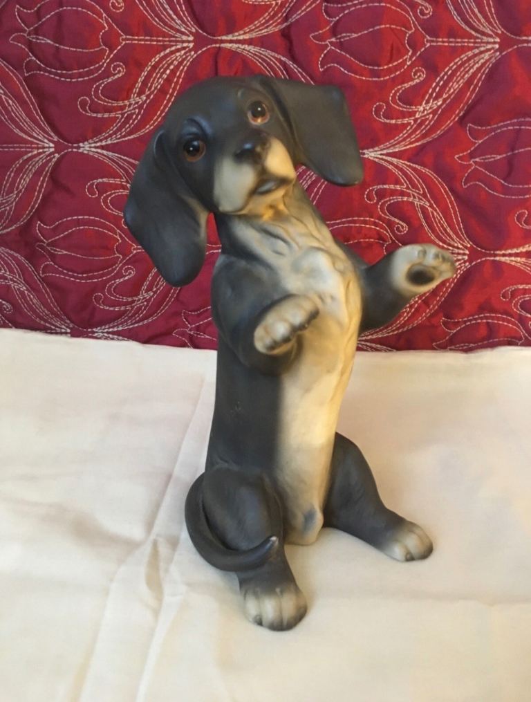 Harvey Knox HHH Dachshund Dog Figurine Large Bisque Porcelain
