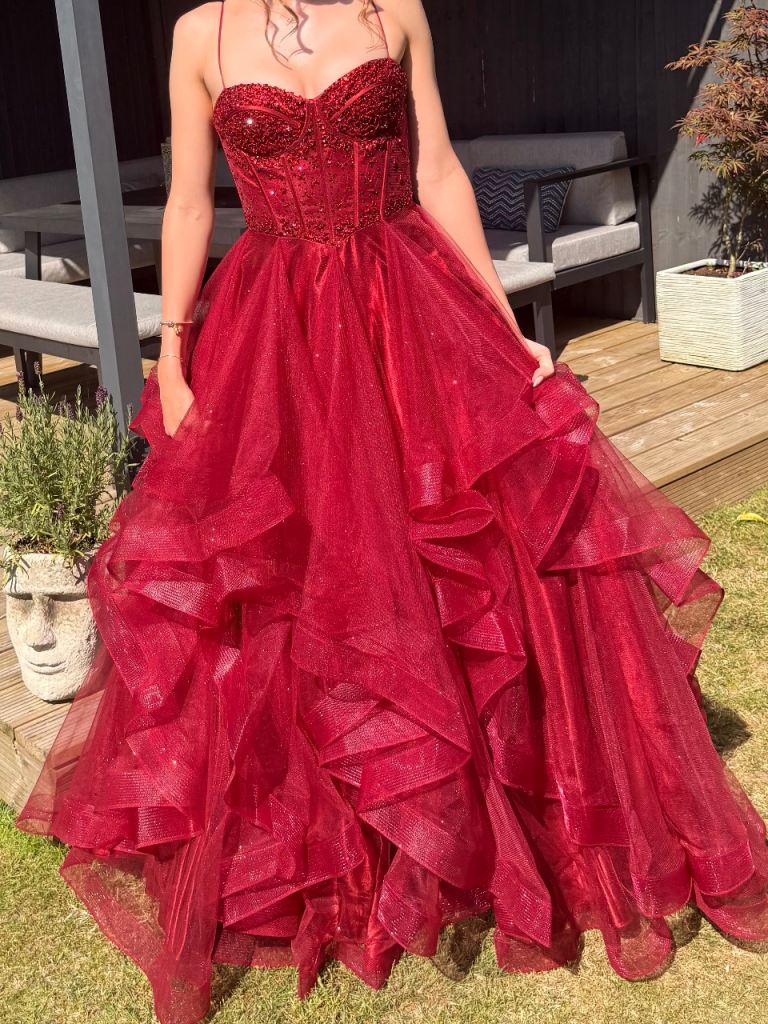 Beautiful Red Prom Dress – Size 6, Worn Once