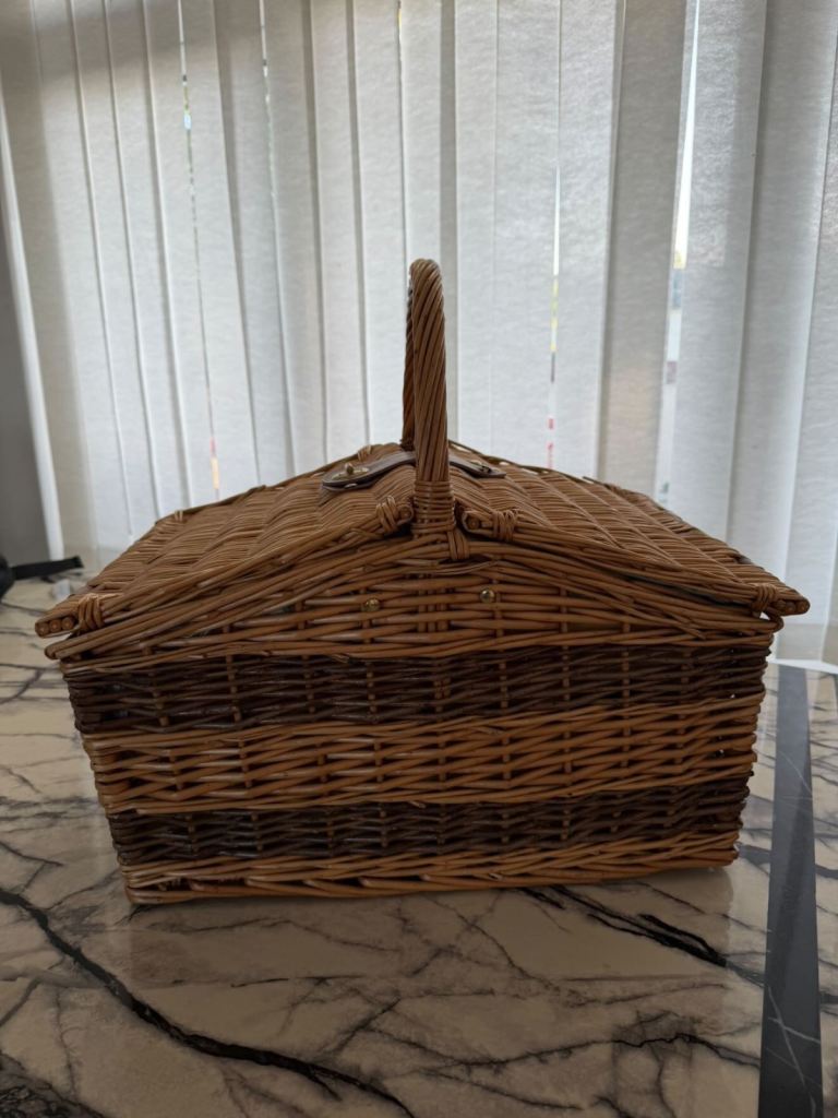 Wicker Picnic Hamper Basket with Complete Contents
