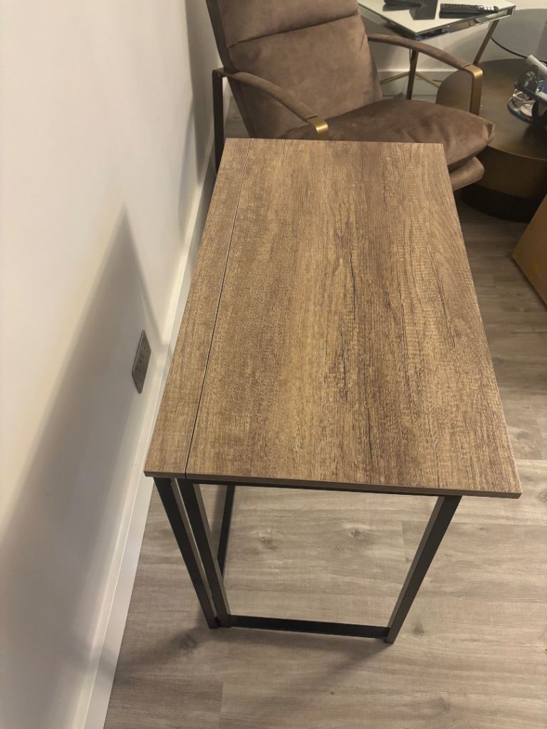 Folding Computer Desk 80x45x74cm Engineered Wood Top Black Alloy Steel Base