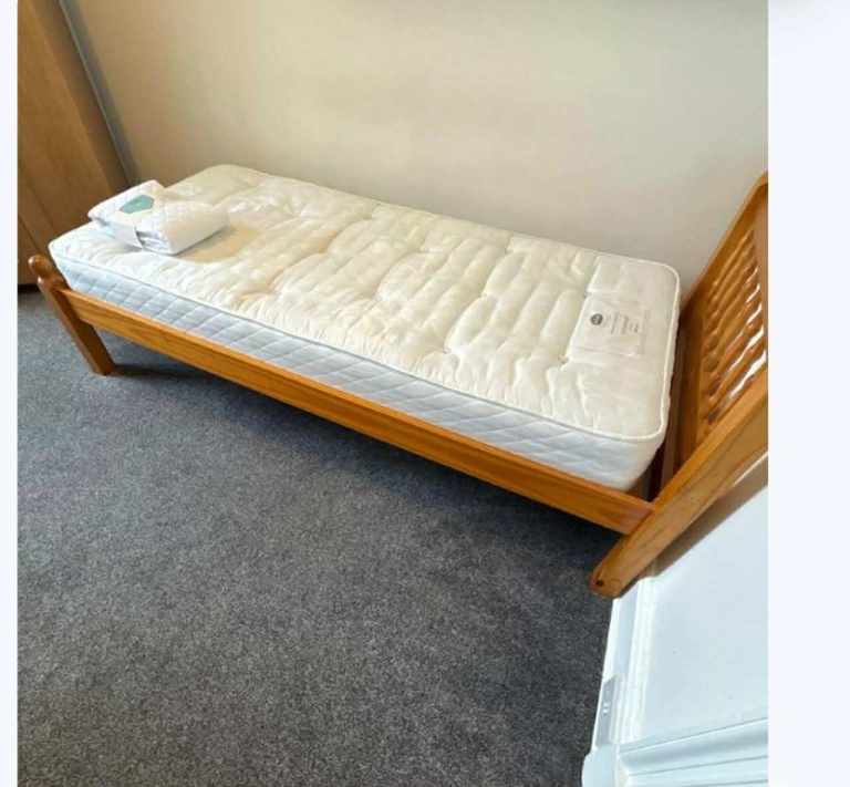 Single Bed Frame with Mattress – Good Condition