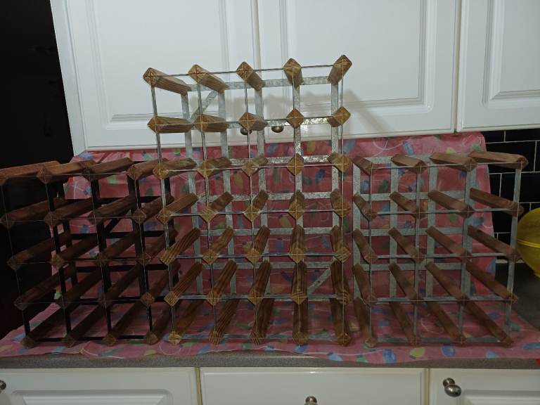 Set of 3 Retro Wooden Wine Racks – Good Condition