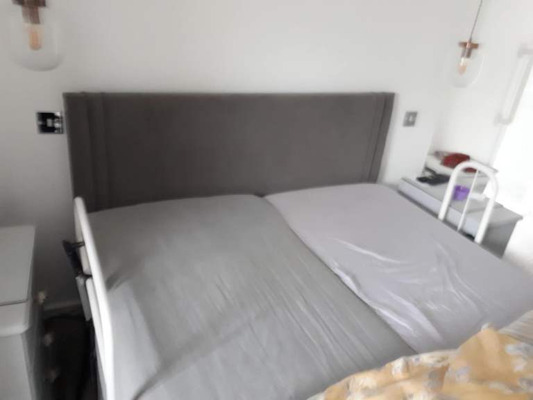 Swan Dual Electric Double Bed with massage Units, safety guards & Grey Headboard  Hardly used