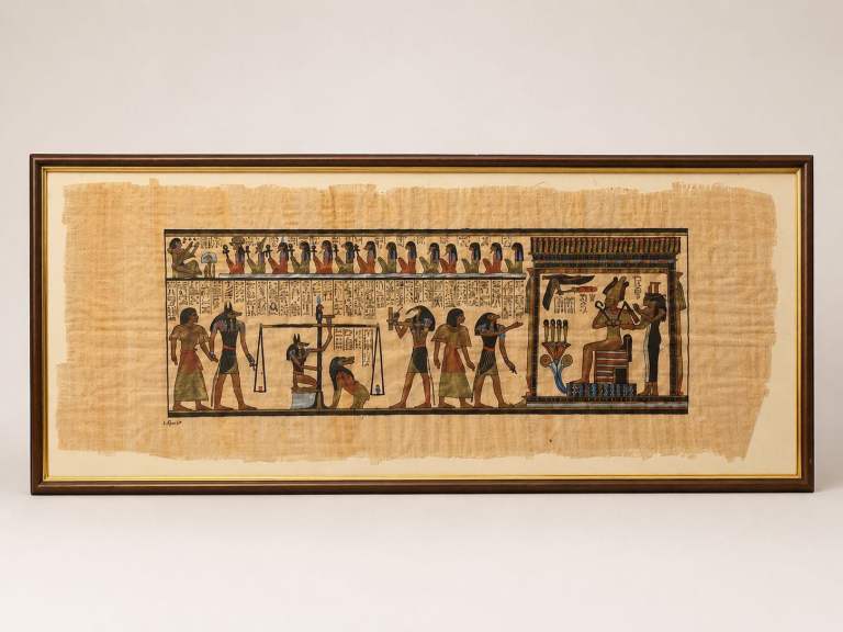 Framed Egyptian Papyrus Art – Good Condition