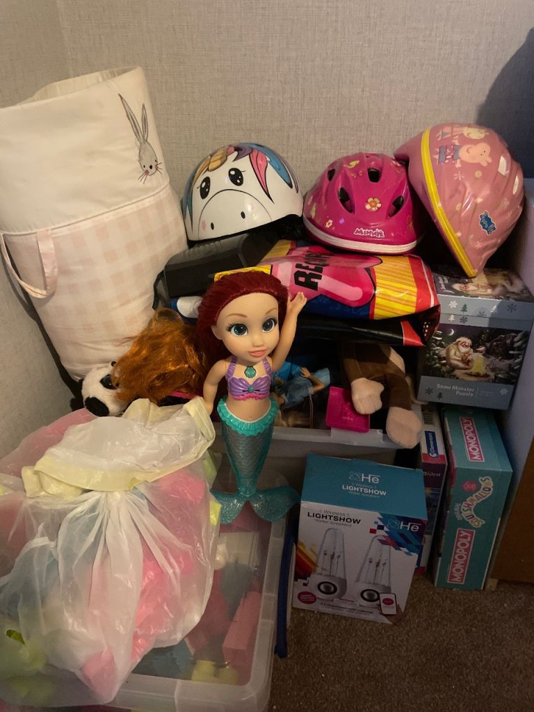 Free toys/books/puzzles/dolls/bike helmets