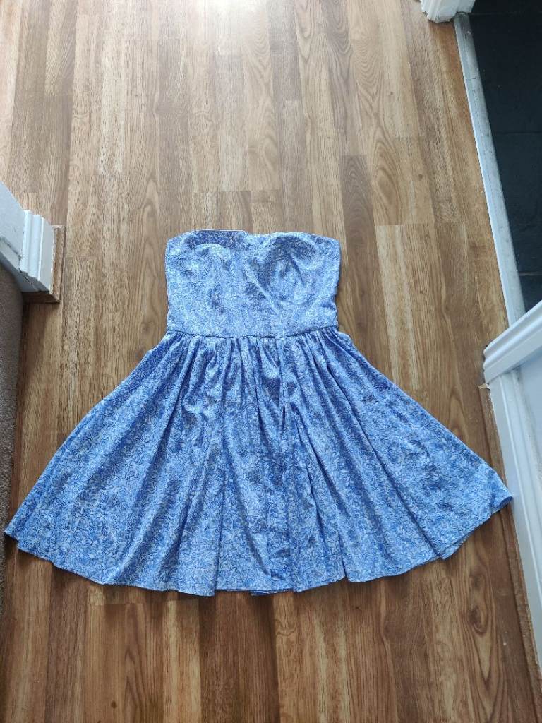Summer blue floral dress, size UK 8