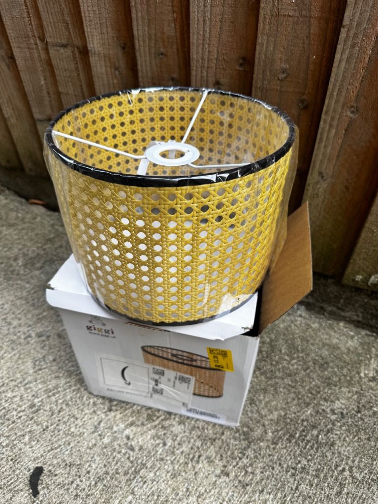 NEW boxed Rattan Lamp Cover, Hexagonal Polygonal Shape 