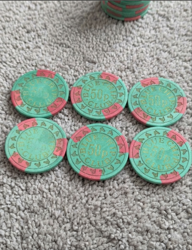 Blue Chip Club 50p Poker Chips - Good Condition