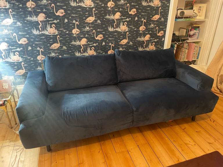 Habitat Julien Velvet 3 Seater Sofa - Navy Blue