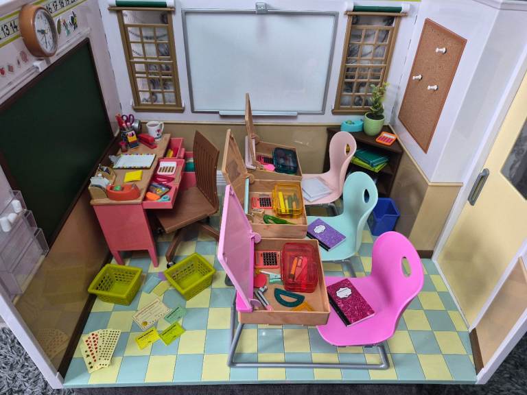 Our Generation School Room Awesome Academy Playset + Our Generation School Desk and Supplies