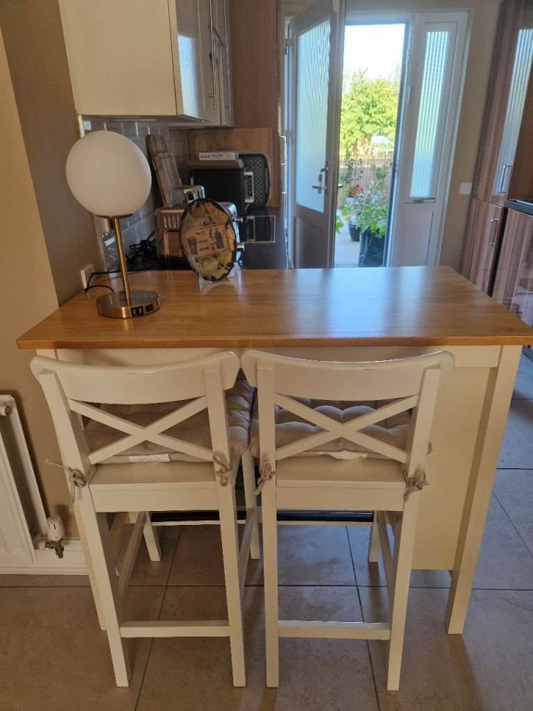 Habitat Chicago Storage Bar Table & 2 IKEA INGOLF Chairs – Quick sale