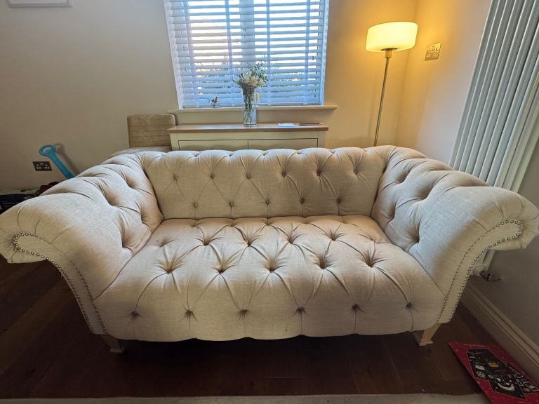 2 seater chesterfield cream sofa