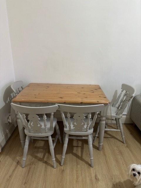 Solid Pine Dining Table with 4 Chairs.