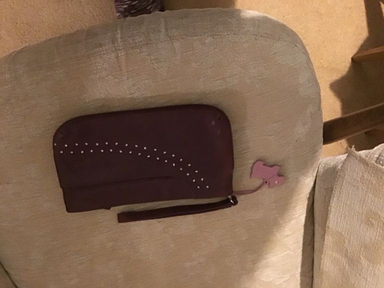 RADLEY CLUTCH BAG. MAROON COLOUR. USED A LITTLE. SELL FOR 40