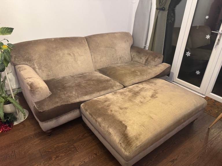 Large Brown Sofa and Footstool - Free