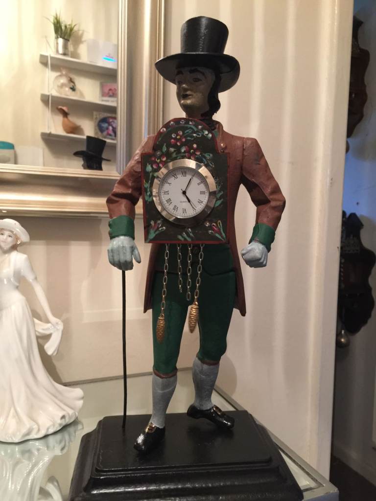 rare vintage 1950s novelty pedlar clock converted to quartz battery movement 
