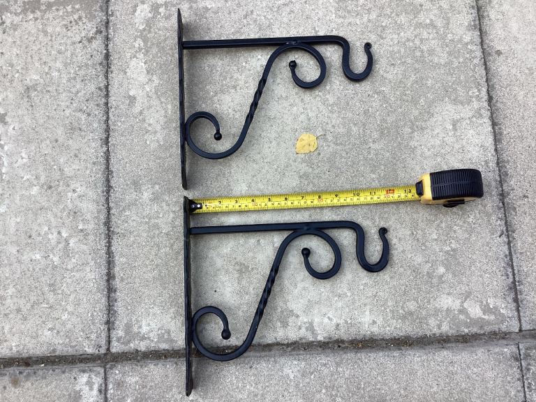 Black Metal Hanging Basket Bracket - Good Condition
